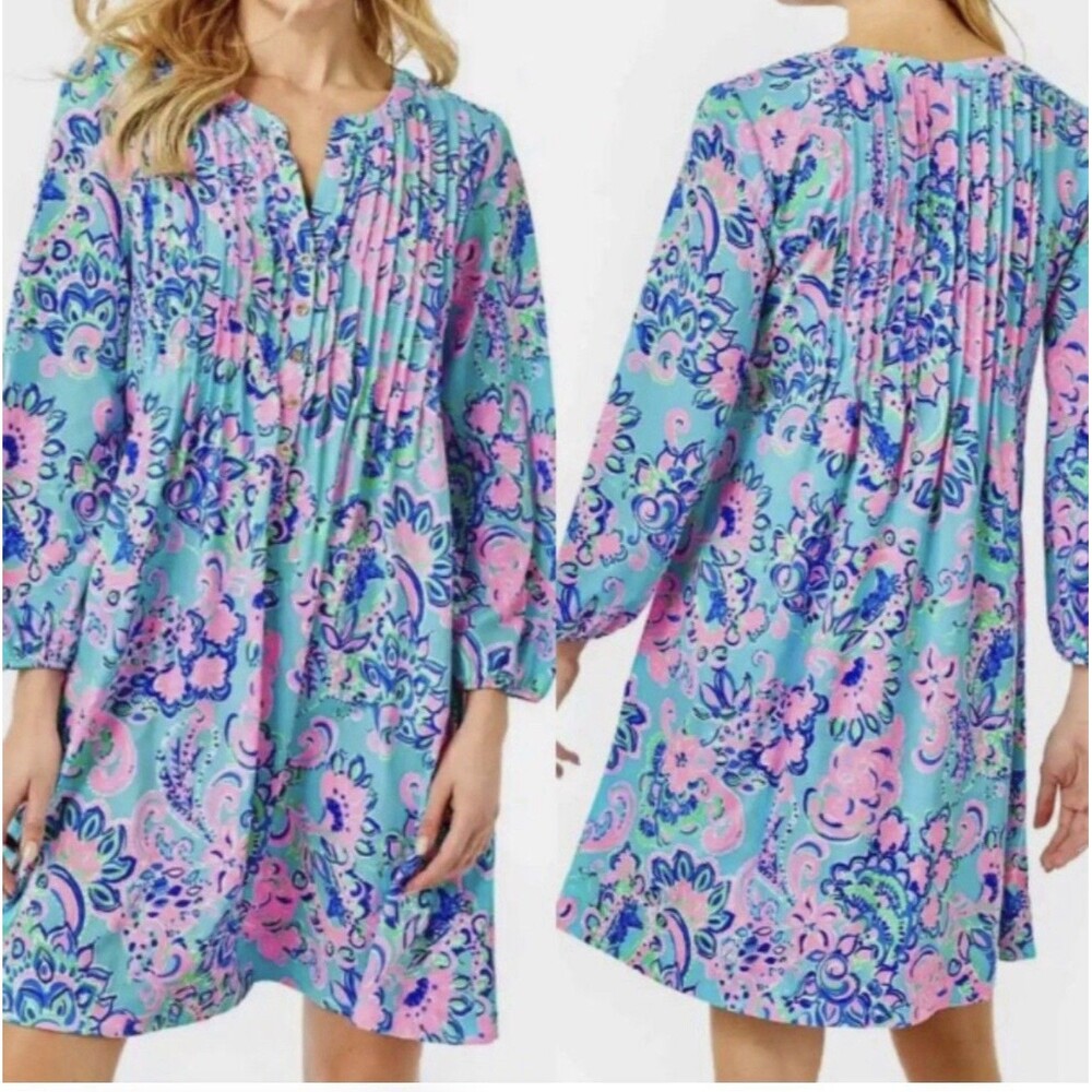 Lilly Pulitzer Chillylilly Seana Dress XS UPF50 Horizon Jungle Sunrise Oversized